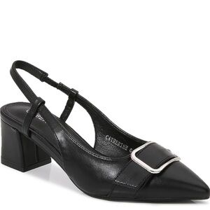 Catherines Black Slingback Heels with Buckle